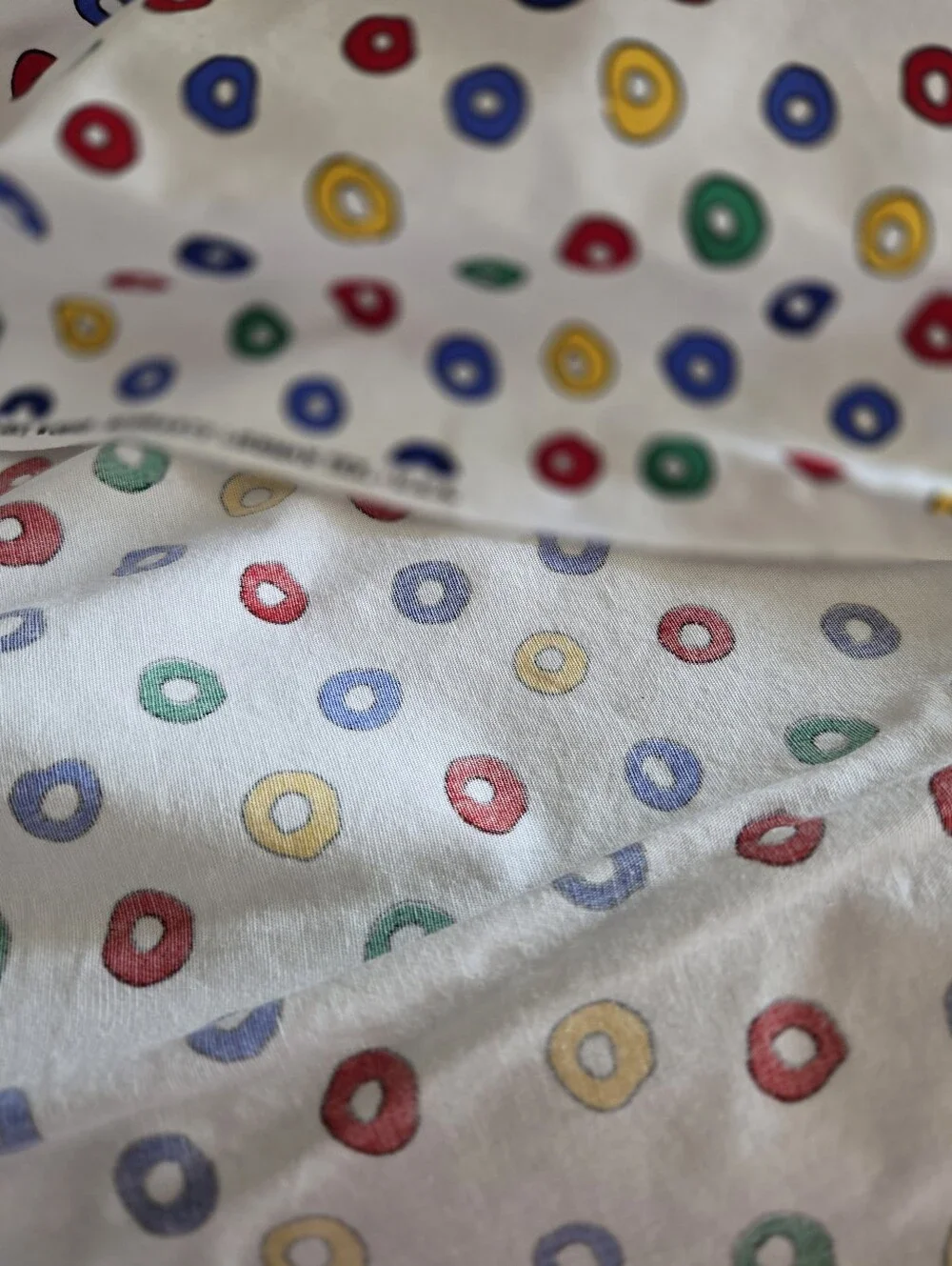 1980's Cranston Print Works Cotton SEW QUILT Red/Green/Blue/Yellow Oval Fabric